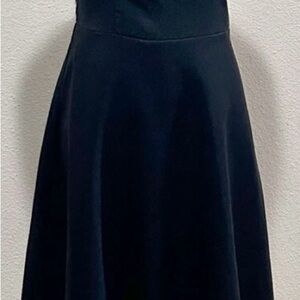 Strapless Black Retro Dress with Polka Dot Trim